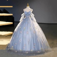 Blue Princess Ball Gown Floral