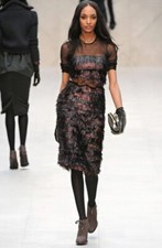 Burberry Prorsum 2012 Runway Red Carpet Vogue Black Pink Tinsel Mesh Dress Small