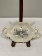 VINTAGE Marble Trinket Dish Marquetry Mother of Pearl Inlay Taj Mahal Petra Dura