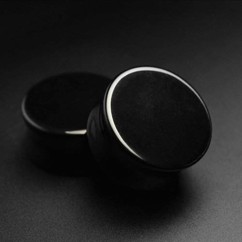 Black glass double flare plug - black,