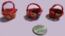 3 Miniature Baskets W/ Handles