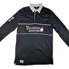 Guinness Six nations Mens Long Sleeved Rugby Polo Shirt Size Medium