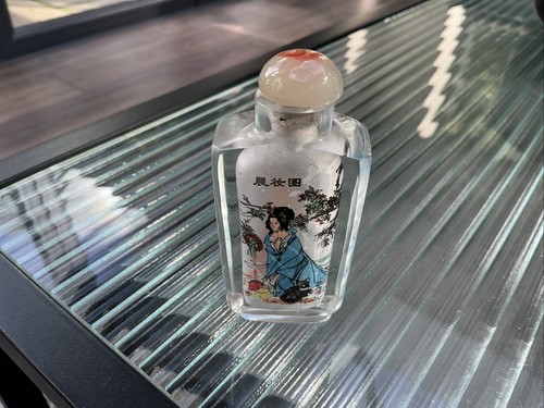 Vintage glass snuff bottle - glass,