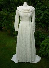 Cream Vintage Wedding Dress UK10 1980s Medieval Style by HUSSEY Long Sleeve