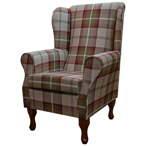Tartan brown wingback armchair - tartan,