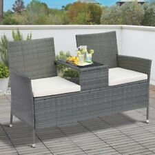 Dakota Fields Yatendra Rattan Love Seat Grey Durable and Cozy Outdoor Seating