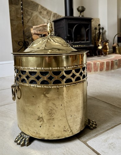 Antique edwardian brass coal - antique,