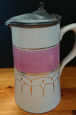 Antique French Enamelware Cafetiere or coffee pot