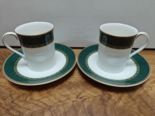 Vintage Coffee Cups Duo At Michael's Marks And Spencer Green & White Bone China