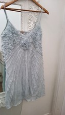 TK Maxx Cream Sky Blue Frilled Ruffle Summer Dress Size 42/ 14