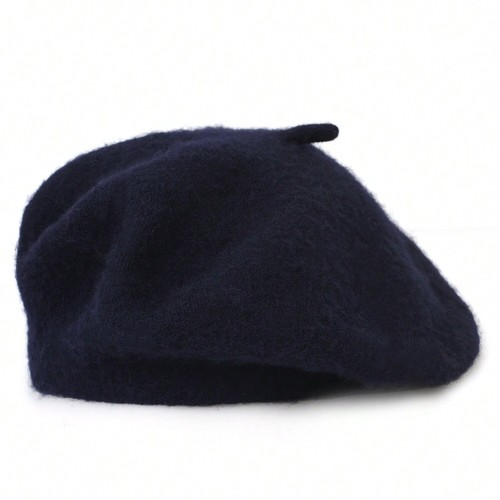 Plain beret hat wool - hat,