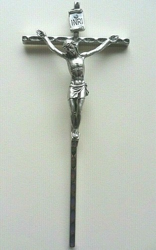 Silver tone metal crucifix - crucifix, 15