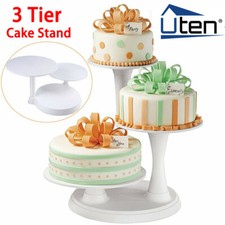 3 Tier White Round Cake Rack Food Holder Plate Display Stand Birthday Party