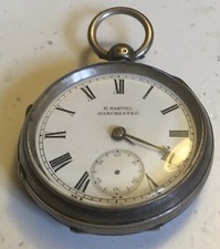 Silver 1897 Chester Hallmark H. Samuel Manchester Pocket Watch Key Wind