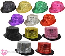 SEQUIN TRILBY HAT TOP HAT FANCY DRESS PARTY HEN STAG NIGHT DANCE THEATRE SHOWS