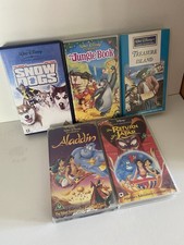 Disney VHS Video Tapes X5 Bundle Snow Dogs Jungle Book Treasure Island Aladdin