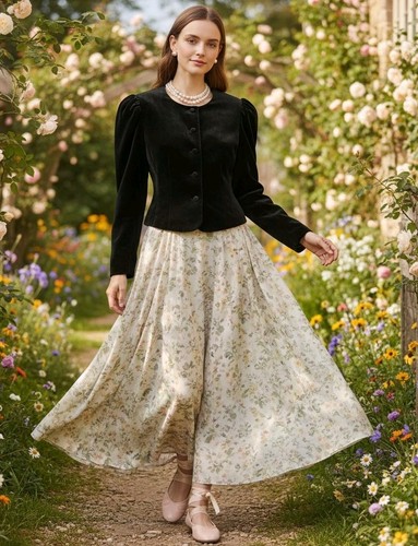 Laura ashley black velvet - velvet, puff