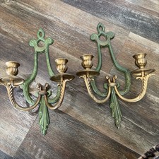 Pair of Vintage Bard Int’l Brass Metal Candelabra Candle Holder  Wall Sconces