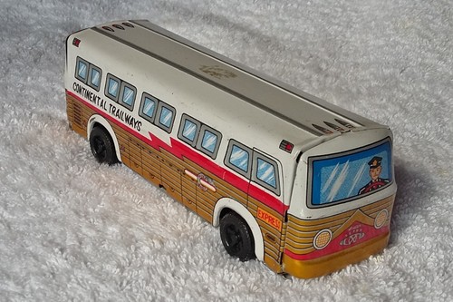 Vintage tinplate friction bus - tinplate,