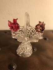 Vintage Hand Blown Spun Art Glass Figurine Bird Feeder