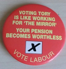 Original LABOUR PARTY 1980s Election Campaign Pin Badge Vintage Pinback 55mm