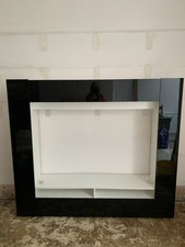 TV Entertainment Stand High Quality Gloss Black 4 Cabinets 12 Hidden Shelves VGC