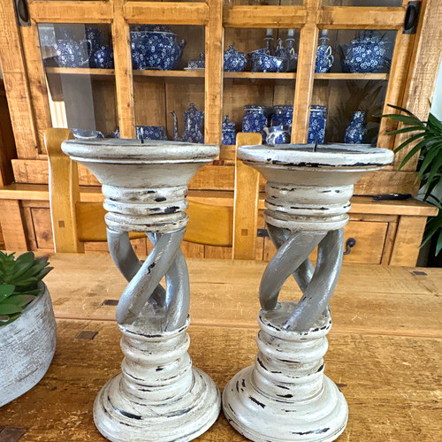 Pair twisted column wooden - twisted,