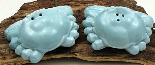 Ceramic blue crab salt - crab, &
