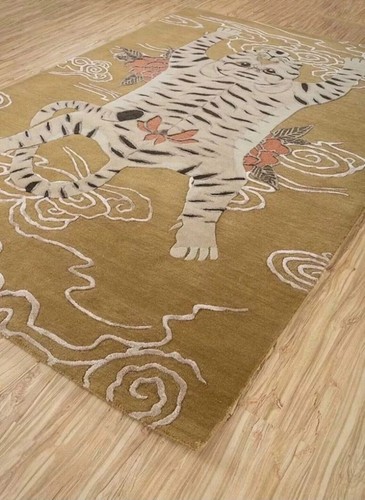 Hand tufted tibetan tiger rug - tiger,