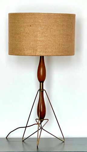 Mid century brass table - table, lamp
