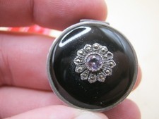 Vintage Sterling Silver Pill Box With Marcasites & Gemstones