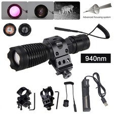 Infrared 850/940nm Light Torch LED Flashlight Zoom Hunting Scope Mount 20mm Rail