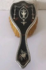 Exquisite solid silver hair brush Silver pique inlayl for1910  William Comyns.