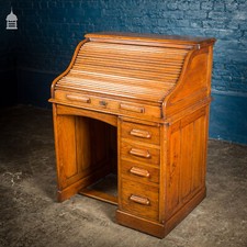 Edwardian Oak Tambour Front