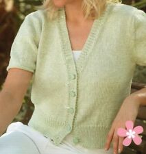 Easy To Knit Short Sleeve ladies Cardigan DK LAMINATED Knitting Pattern 32-42