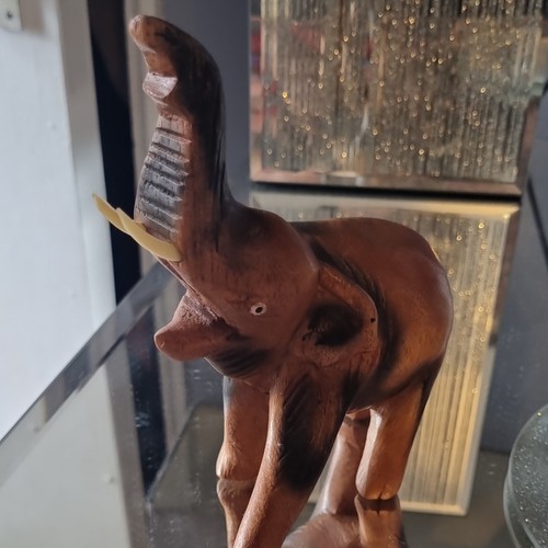 Hand carved wooden elephant - carved,