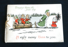 ORIGINAL  LOUIS WAIN  SIGNED GREETINGS CARD - SANTA & YULE LOG, McKENZIE.