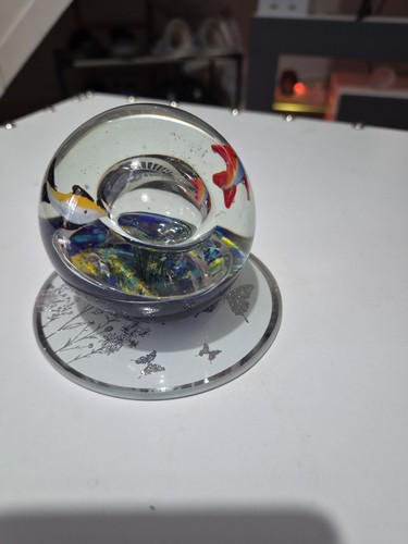 Aquarium art glass paperweight - aquarium,