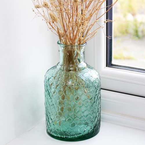Recycled glass honeycomb vase - glass,