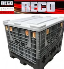 6 x USED LARGE COLLAPSIBLE PLASTIC PALLET BOX  WITH LIDS  1000x1200x975mm MAGNUM