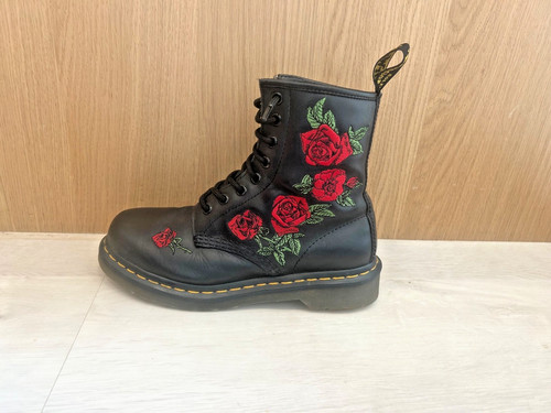 Red rose embroidered doc - embroidered,