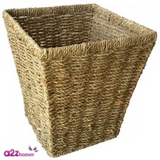 Seagrass Square Waste Paper Basket Bin 25x25x27cm (Base 18x18) Home Office Decor