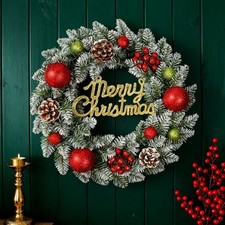 Christmas Artificial Red Berry Wreath For Front Door Decorations Winter Garland