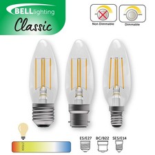 BELL Lighting Classic Filament Candle LED Bulbs | B22 E14 E27 | 4.5W 470lm 2700K