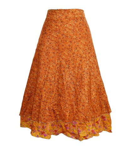 Tea calf length sari silk - tea, wrap