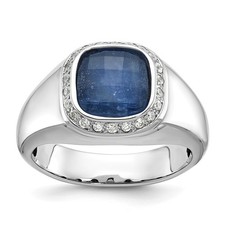 14k White Gold Mens Sapphire