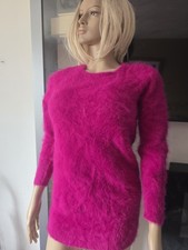 MESMERISING Angora Fluffy  Long Sweater Dress Fuchsia Purple 36"