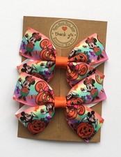 Halloween MICKEY MOUSE Hair Bow Alligator Clip/ Bobbles GIRLS Toddler Bows 