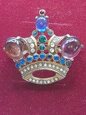 Vintage  Gem Set  CROWN BROOCH