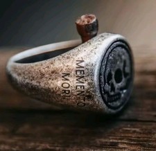 German army officers waffen ring memento Mori size 10 WW2 WW1